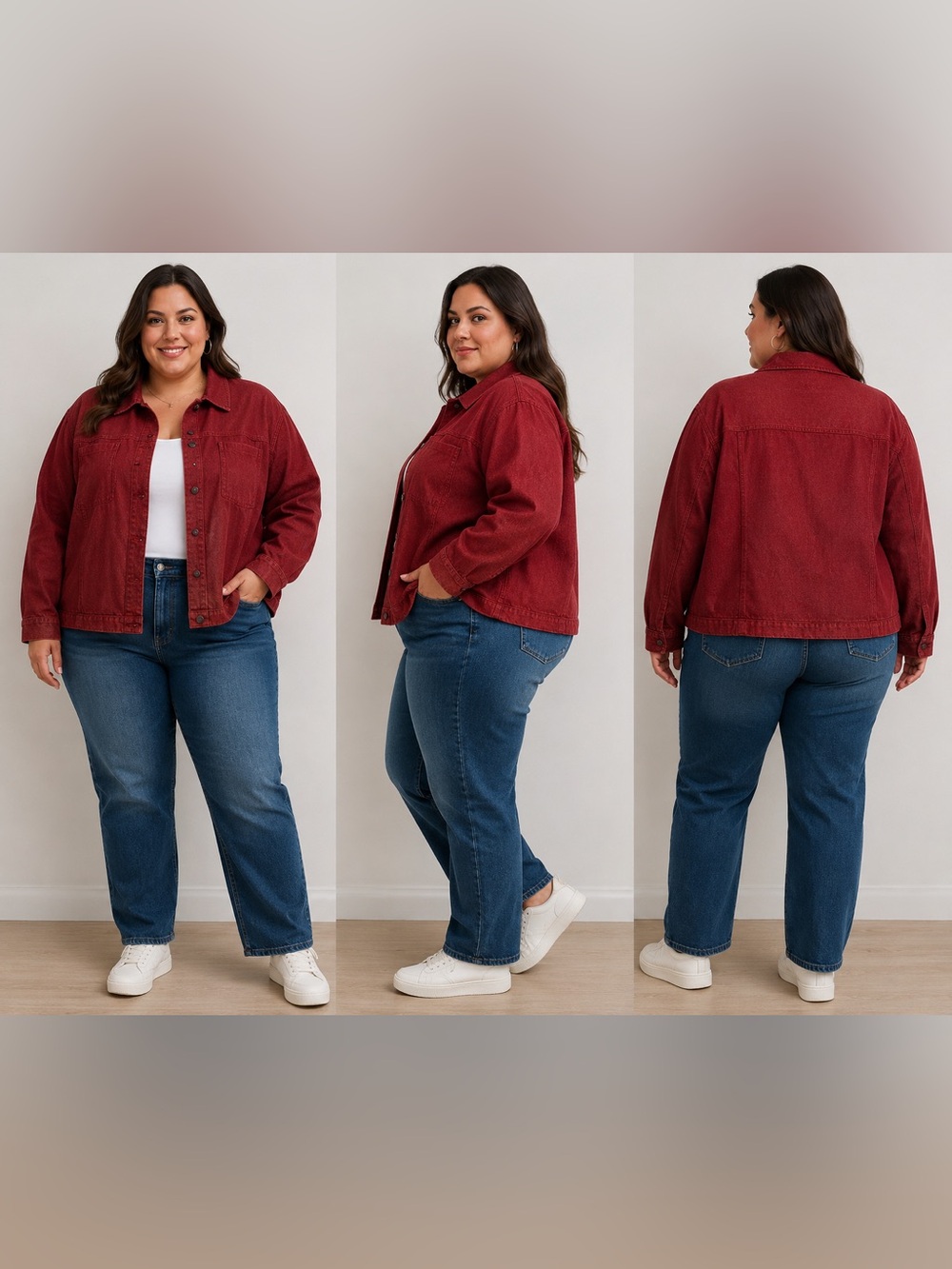 d&co Red Denim Jacket Women’s Estimated 3X Oversized Button Front